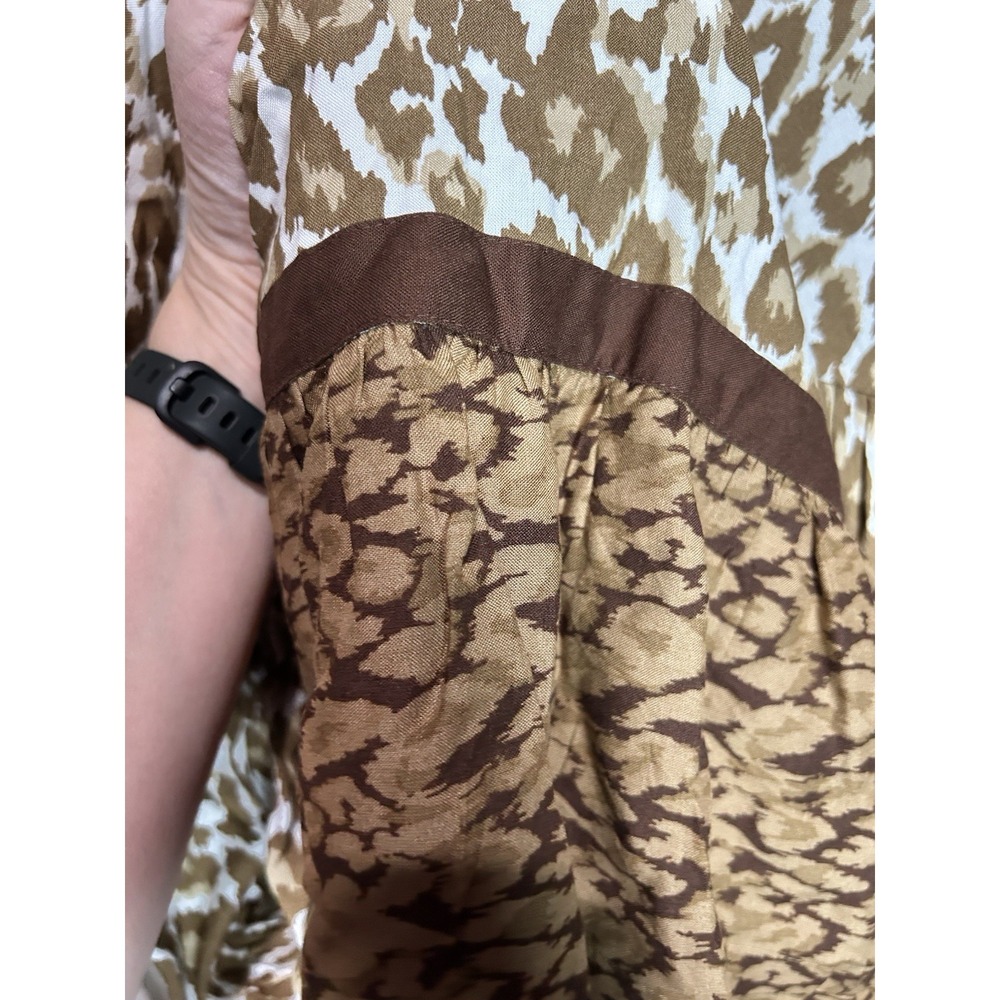 Soft Surroundings Leopard Maxi Dress Womens Sz S Mocha Brown Scoop Neck NWT - Picture 5 of 6